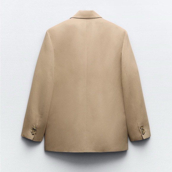 Zara Oversized Blazer Coat Taupe Brown Tan Camel Neutral double breast XS NWT - Picture 9 of 16